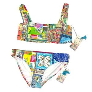 JOHNNY WAS Fae Bandeau Top Size M Iva Hipster Bottom Size S NEW Boho Bikini Set